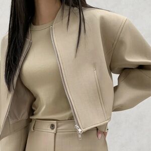 The Frankie Shop Beige Cropped Jacket